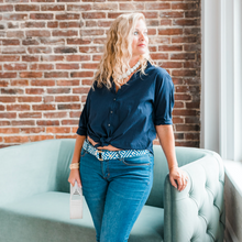 Load image into Gallery viewer, Boardwalk Cobalt Fabric Belt
